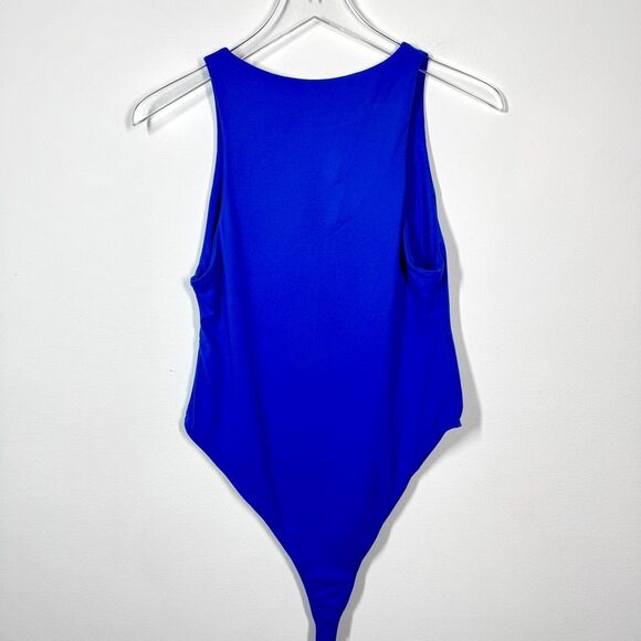 Zara Women’s Size Large Royal Blue Halter Neck Seamless Snap Closure Bodysuit - Picture 4 of 10